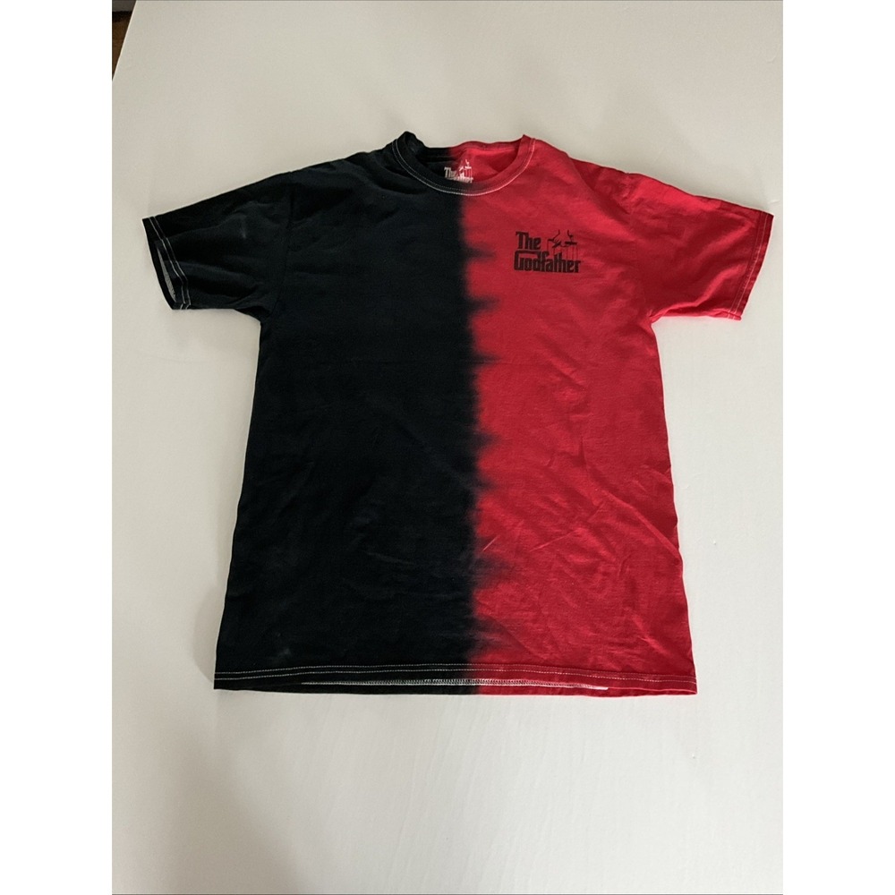 The Godfather Movie Graphic T-Shirt Mens Med Black Red Split Dye Vito Corleone